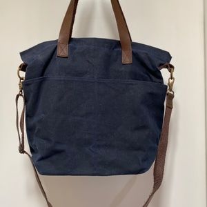 Twig and Horn Navy Blue Waxed Canvas Crossbody Knitter's Project Tote